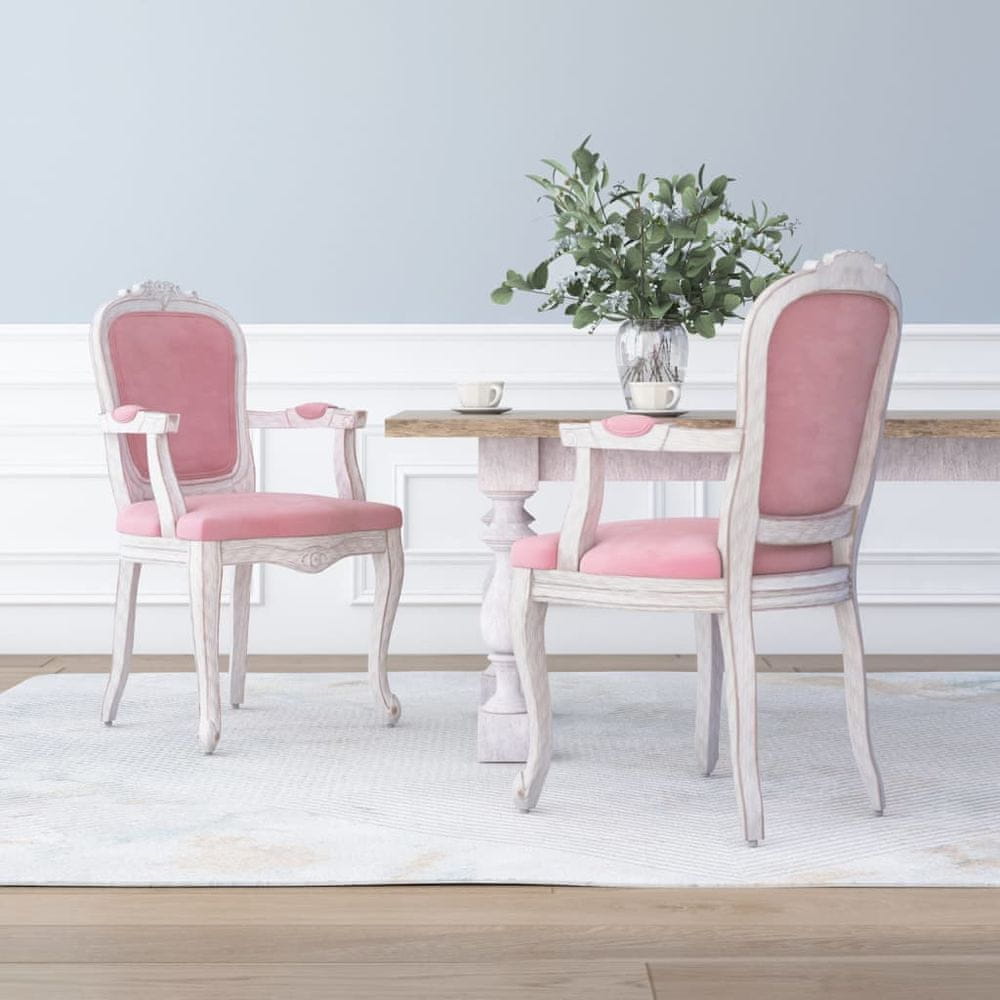 Petromila vidaXL Jedálenské stoličky 2 ks ružové 62x59,5x100,5 cm zamat